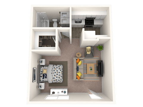 Floor plan for studio, 1 bath, 380 sqft